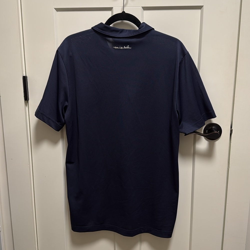 Travis Mathew Men's Navy Polo Shirt with American Flag Panel - Picture 3 of 3